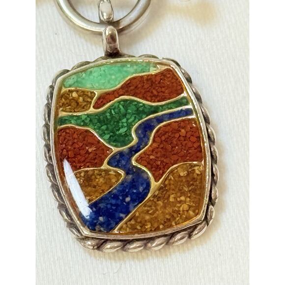 s-l400.jpg Carolyn Pollack Relios Sterling 925 Turquoise Pendant Beaded Necklace - Read